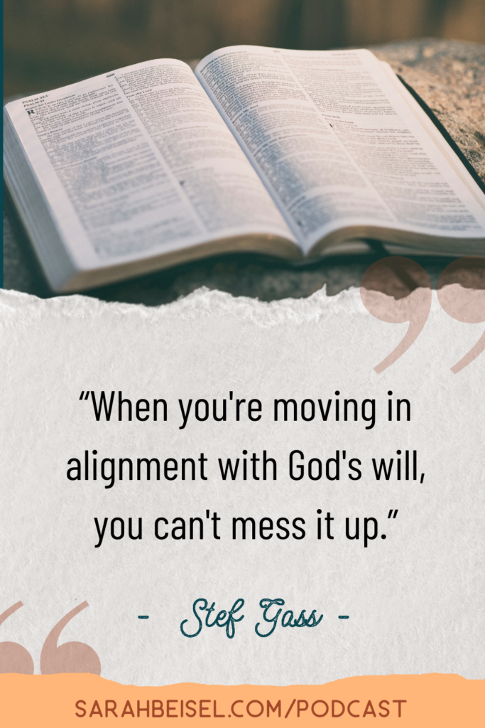 picture of a bible at the top and underneath text reading when you're moving in alignment with God's will, you can't mess it up.