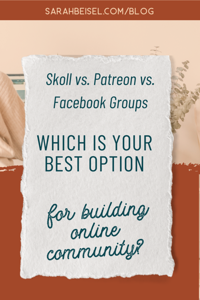 white paper over cream adn red background. skool vs patreon vs facebook groups